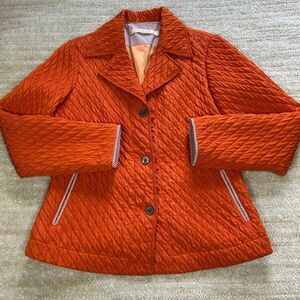 Pell & Co. Quilted‎ Jacket Women's Size 2 Orange Polyester